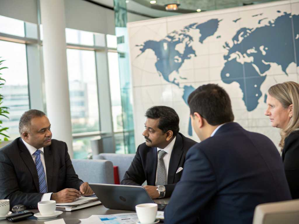 Business professionals in formal setting representing formal wear production